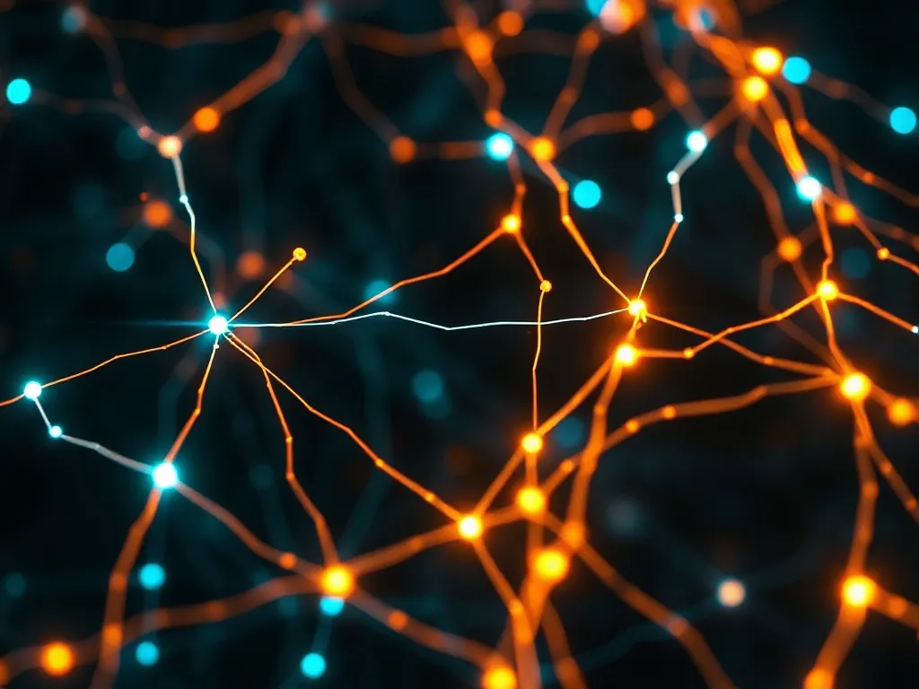Abstract high-tech digital visualization of neural network p